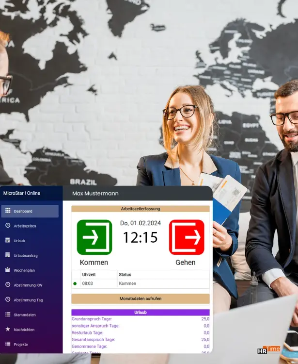 Darstellung der Aufzeichnung von Arbeitsstunden im Büro
