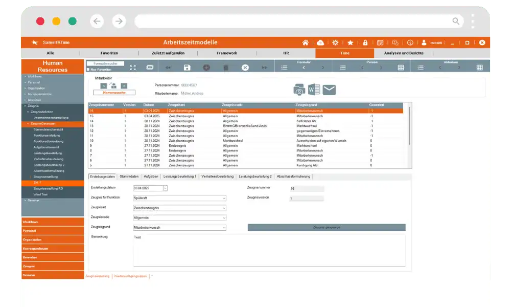 Zeugnis-Generator in All-in-One HR-Software