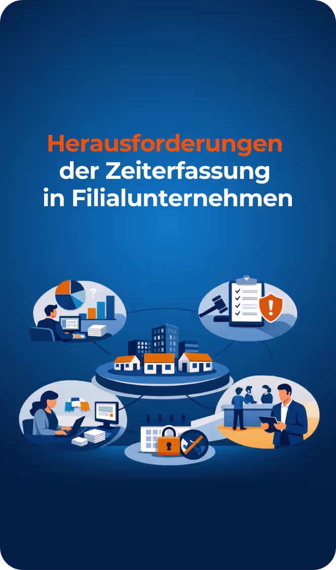 Zeiterfassung für Filialunternehmen – Dashboard mit Standortübersicht auf Laptop und Smartphone