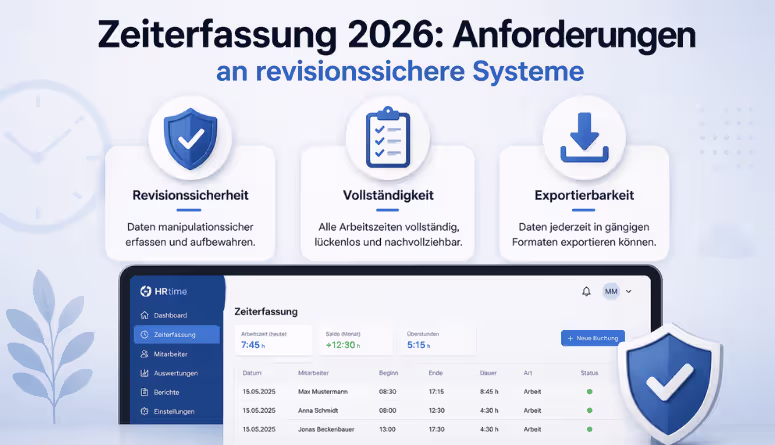 Zeiterfassung Pflicht 2026: Anforderungen revisionssichere Arbeitszeiterfassung Zeiterfassung Pflicht 2026: Anforderungen revisionssichere Arbeitszeiterfassung
