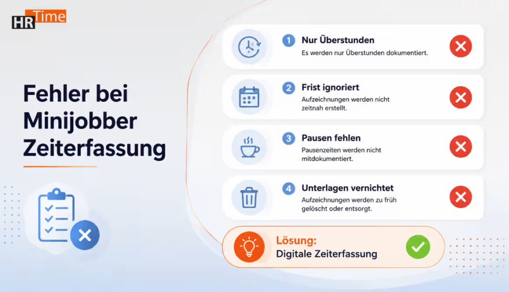 Checkliste Fehler Minijobber Arbeitszeitdokumentation Arbeitgeber Checkliste Fehler Minijobber Arbeitszeitdokumentation Arbeitgeber