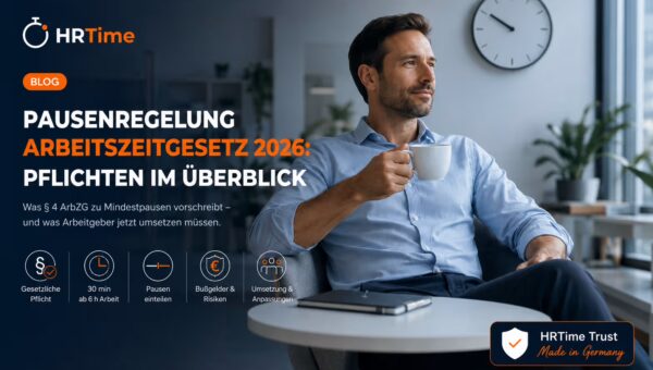 Arbeitnehmer macht Pause im Büro – gesetzliche Pausenpflicht ArbZG